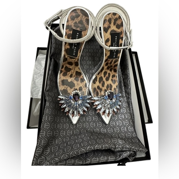 NEW PHILIPP PLEIN Decollete Silver Crystal Clear PVC  Skull High Heels EU 39 - Picture 4 of 7